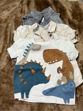 Cute Toddler Dinosaur Tee - Blue, Brown, Cream